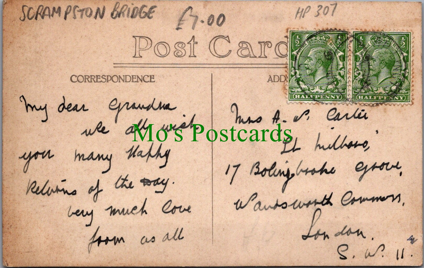 Yorkshire Postcard - Scampston Bridge Ref.HP307