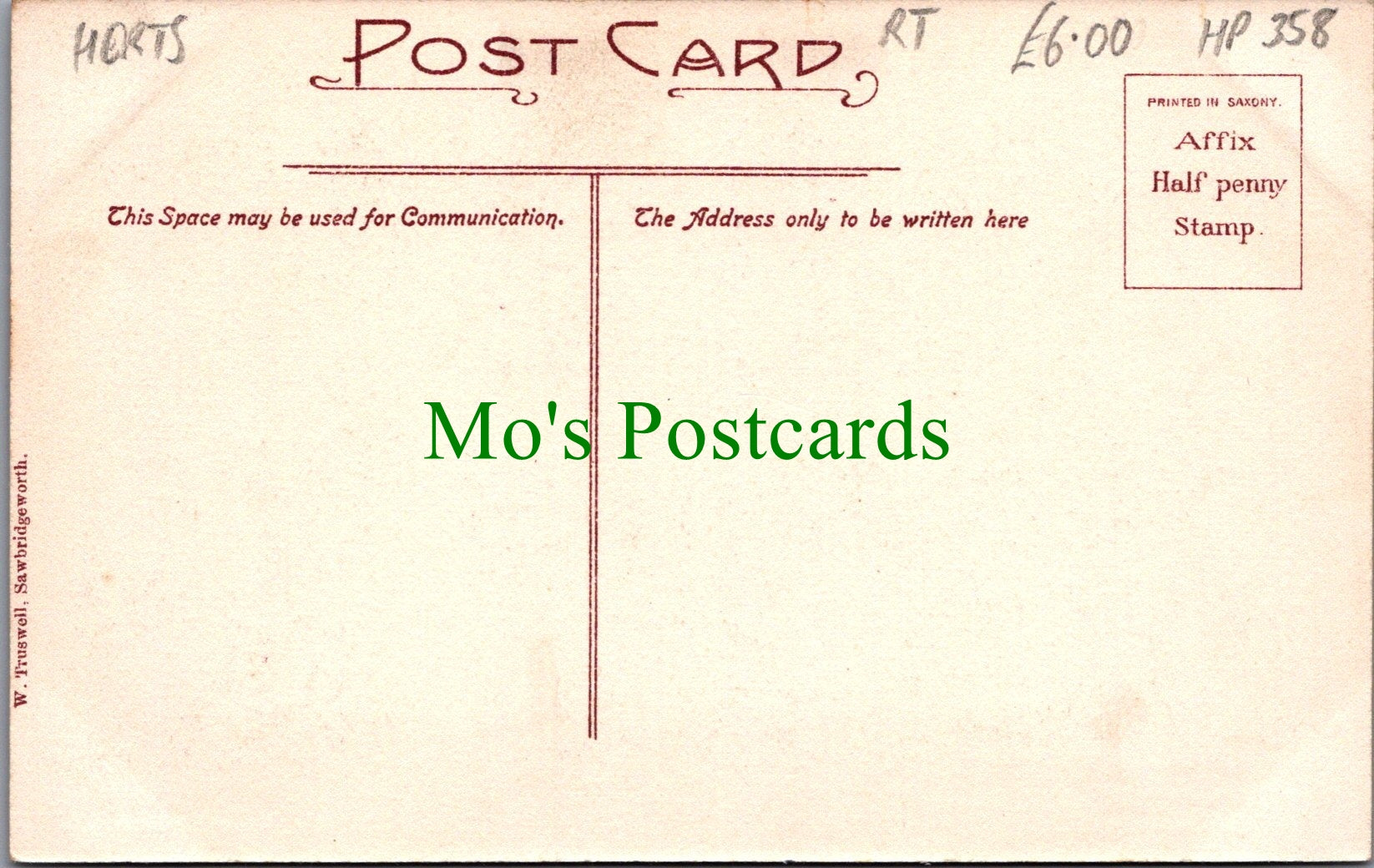 Hertfordshire Postcard - Souvenir of Sawbridgeworth Ref.HP358