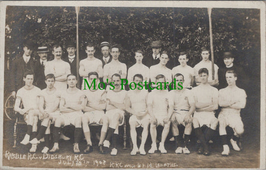 Sports Postcard - Ribble Rowing Club v Didsbury Rowing Club 1908  Ref.HP395
