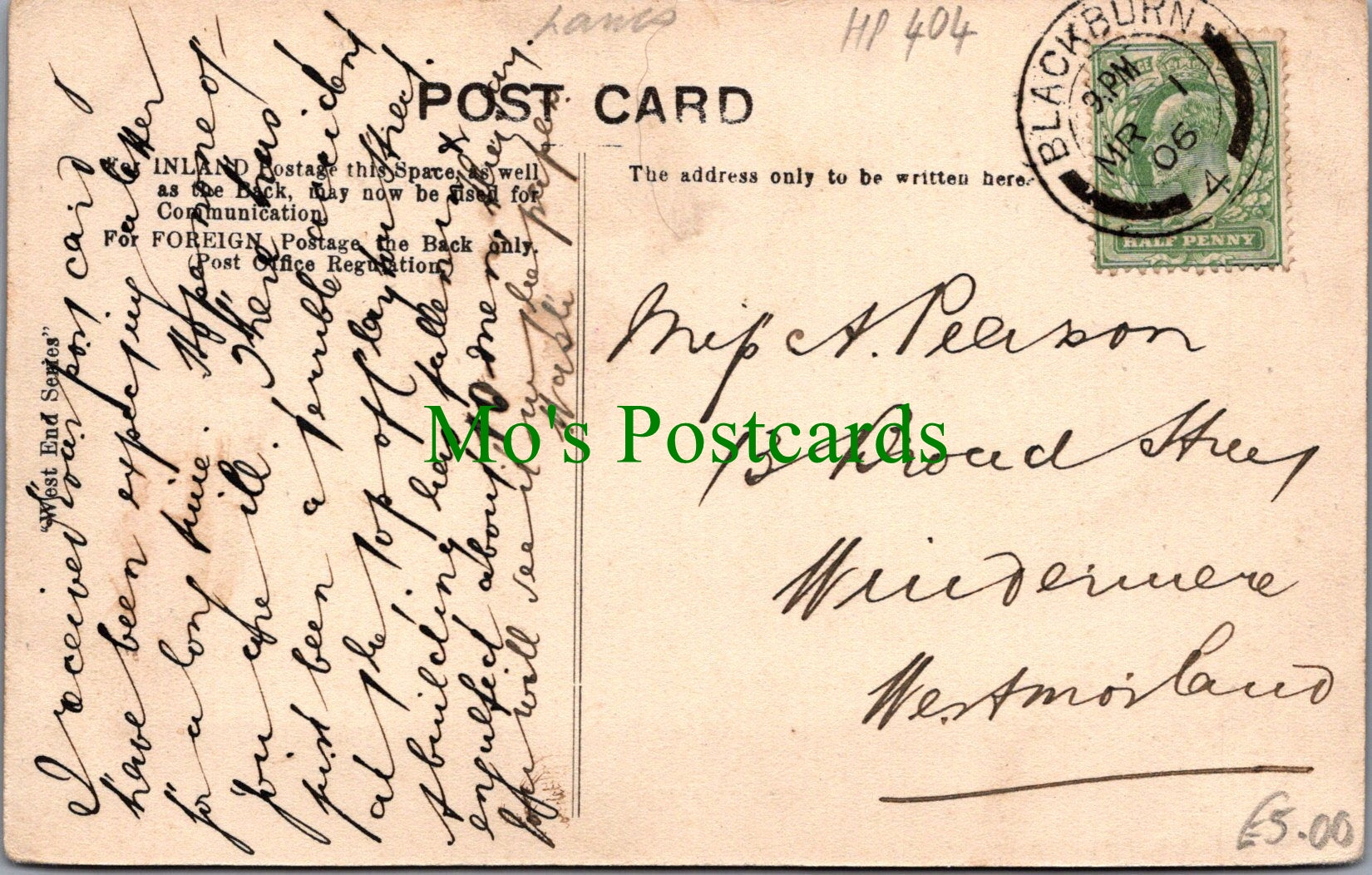 Lancashire Postcard - Copster Green Village Ref.HP404