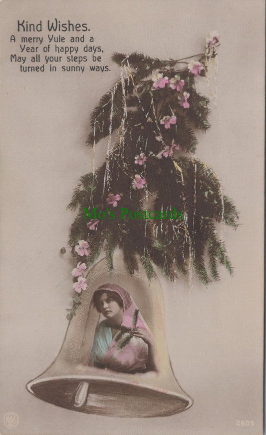 Greetings Postcard - Kind Wishes, A Merry Yule Ref.SW10107