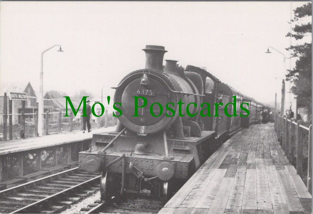 Railway Postcard - Engine No 6375 With a Train at South Molton, 1960 - Ref.SW10209