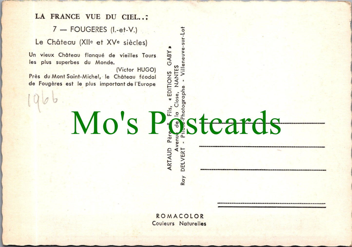 France Postcard - Fougeres - Le Chateau Ref.SW10237