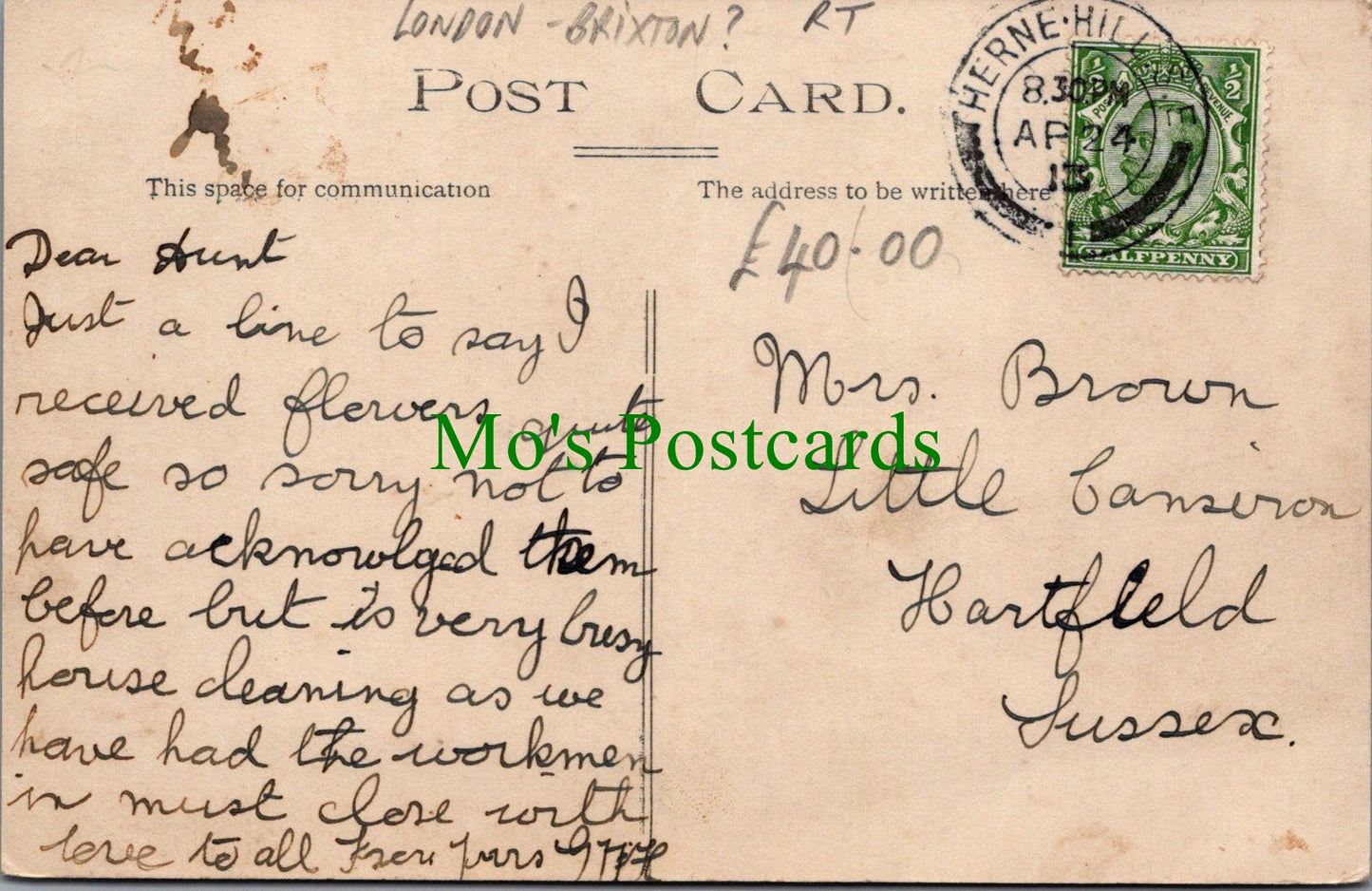 London Postcard - North Hants Dairymen, Brixton?  Ref.SW9827