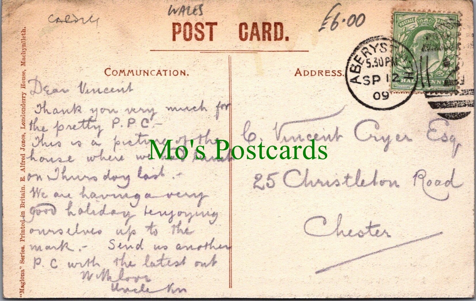 Wales Postcard - Tymawr Farm, Llyfnant Valley, Refreshment Rooms Ref.SW9828