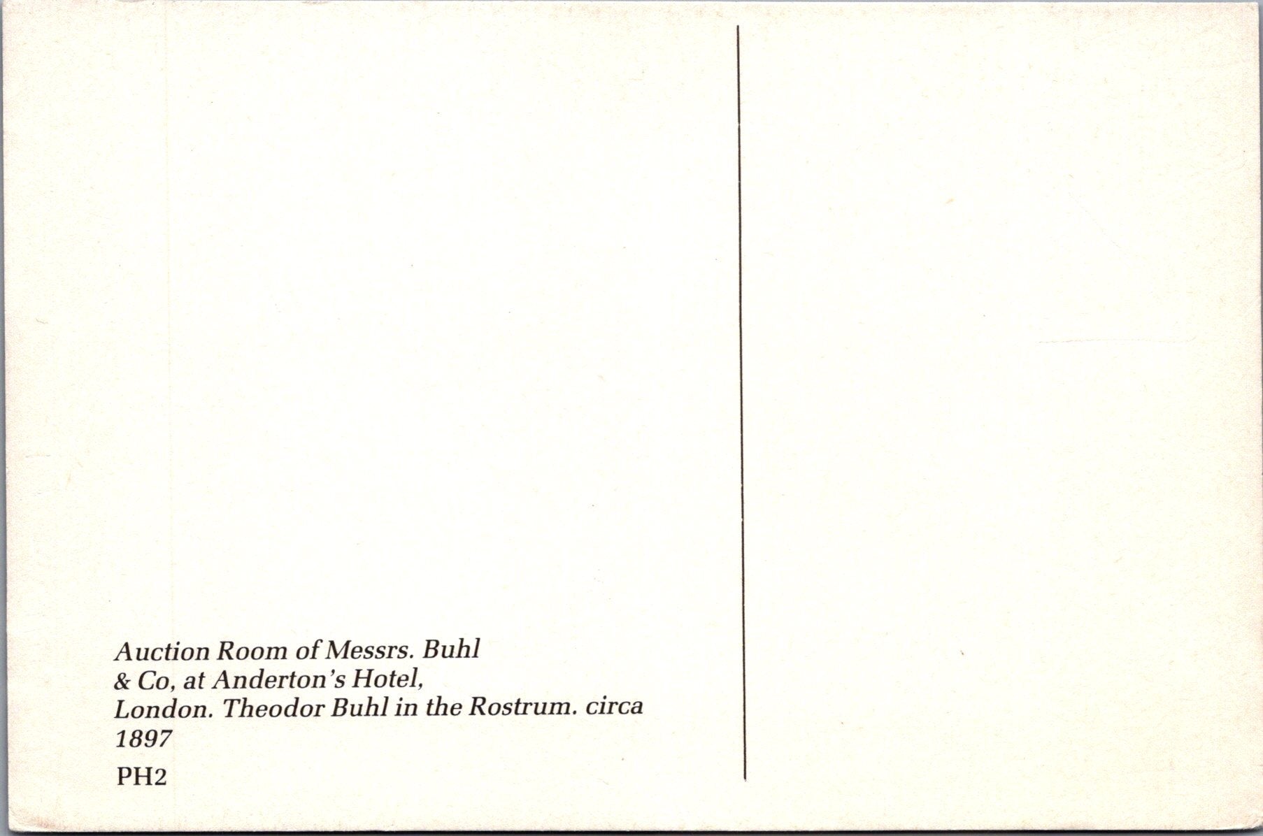 London Postcard - Auction Room, Messrs.Buhl & Co, Anderton's Hotel  Ref.SW9977
