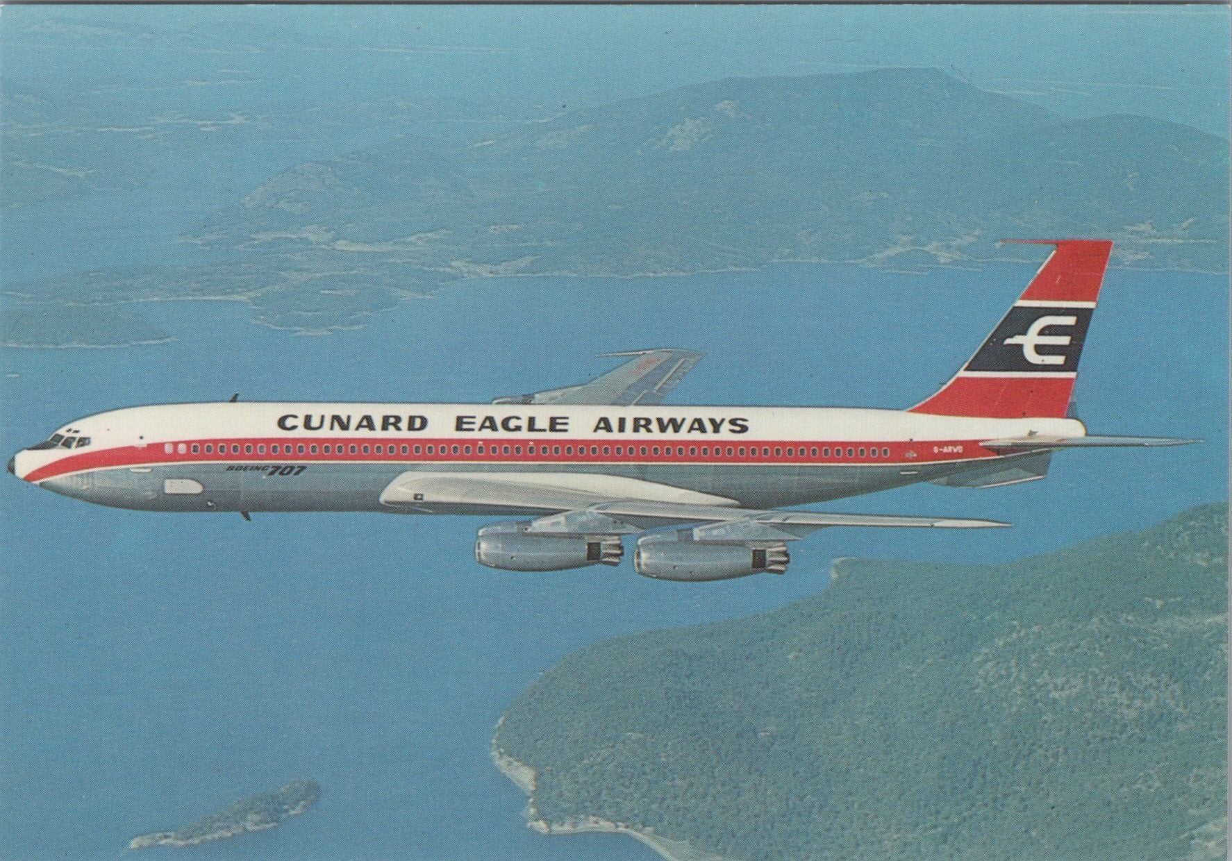 Aviation Postcard - Cunard Eagle Airways Boeing 707-465 Aeroplane Ref.SW10005
