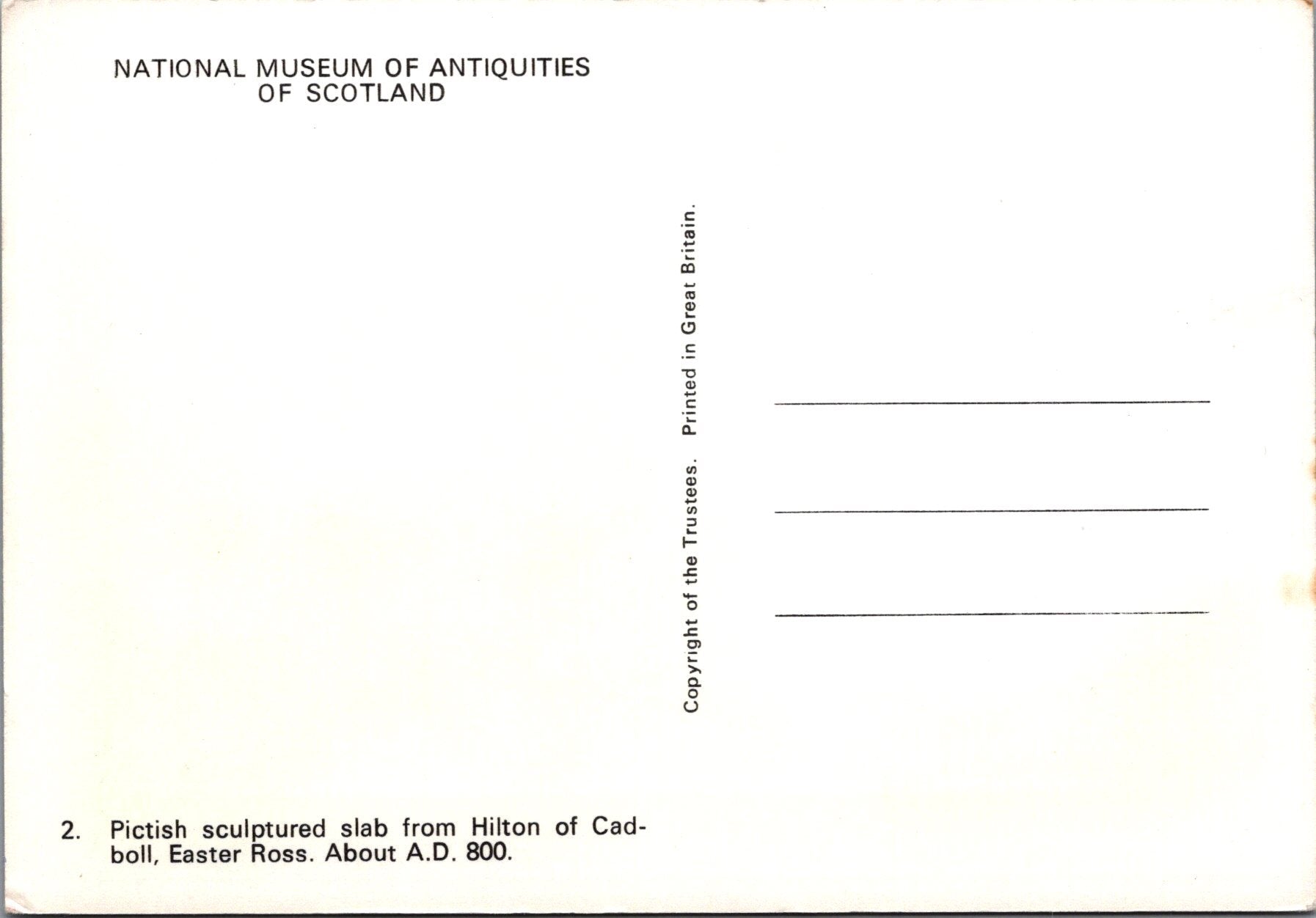 Scottish History Postcard - Pictish Sculptured Slab From Hilton of Cadboll Ref.SW10034