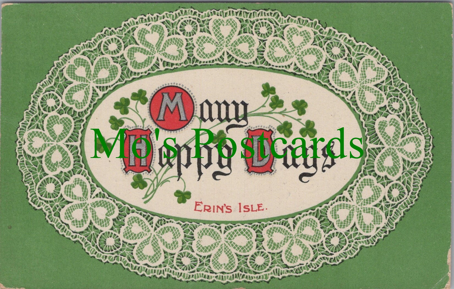 Friendship Postcard, Many Happy Days, Erin's Isle