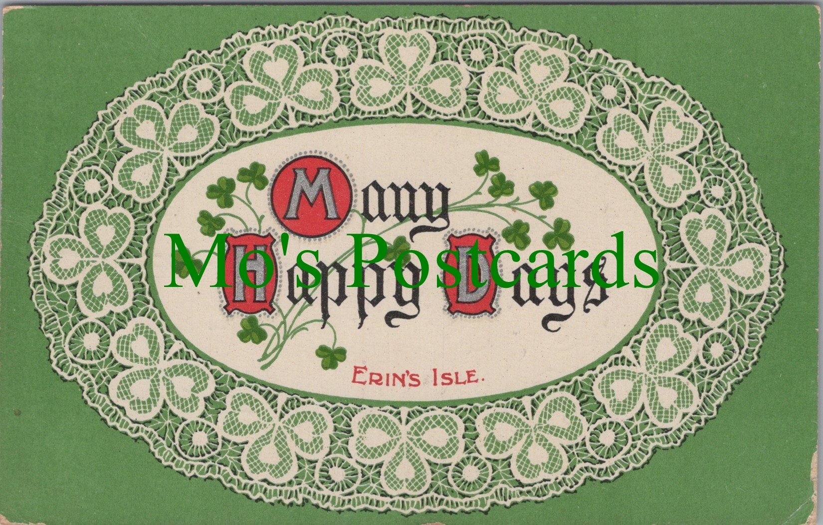 Friendship Postcard, Many Happy Days, Erin's Isle