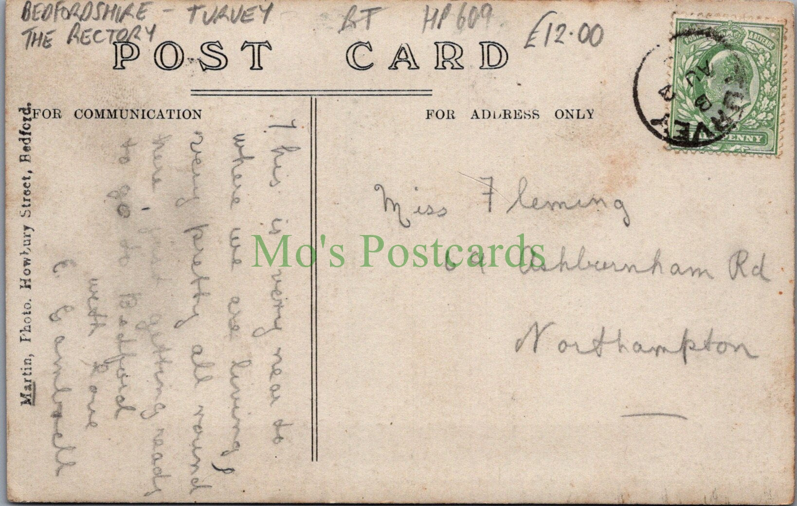 Bedfordshire Postcard - Turvey Village, The Rectory  HP609
