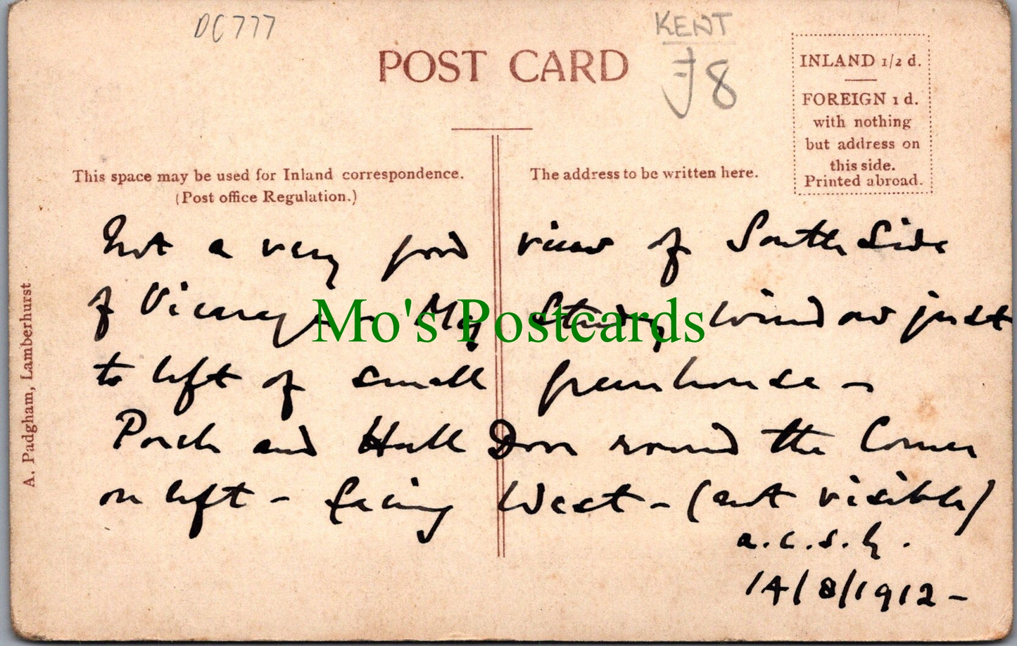 Kent Postcard - Lamberhurst, The Vicarage  DC777