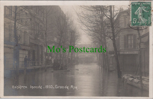 France Postcard - Asnières-sur-Seine Inonde 1910 Grande Rue DC795