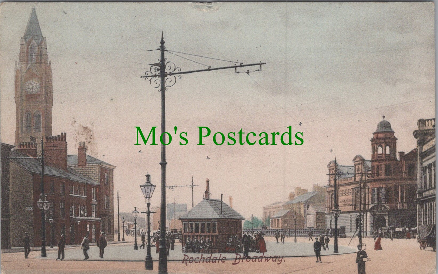 Lancashire Postcard - Rochdale Broadway  HP481