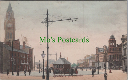 Lancashire Postcard - Rochdale Broadway  HP481