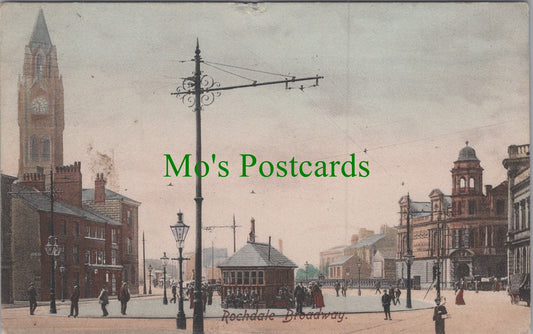 Lancashire Postcard - Rochdale Broadway  HP481
