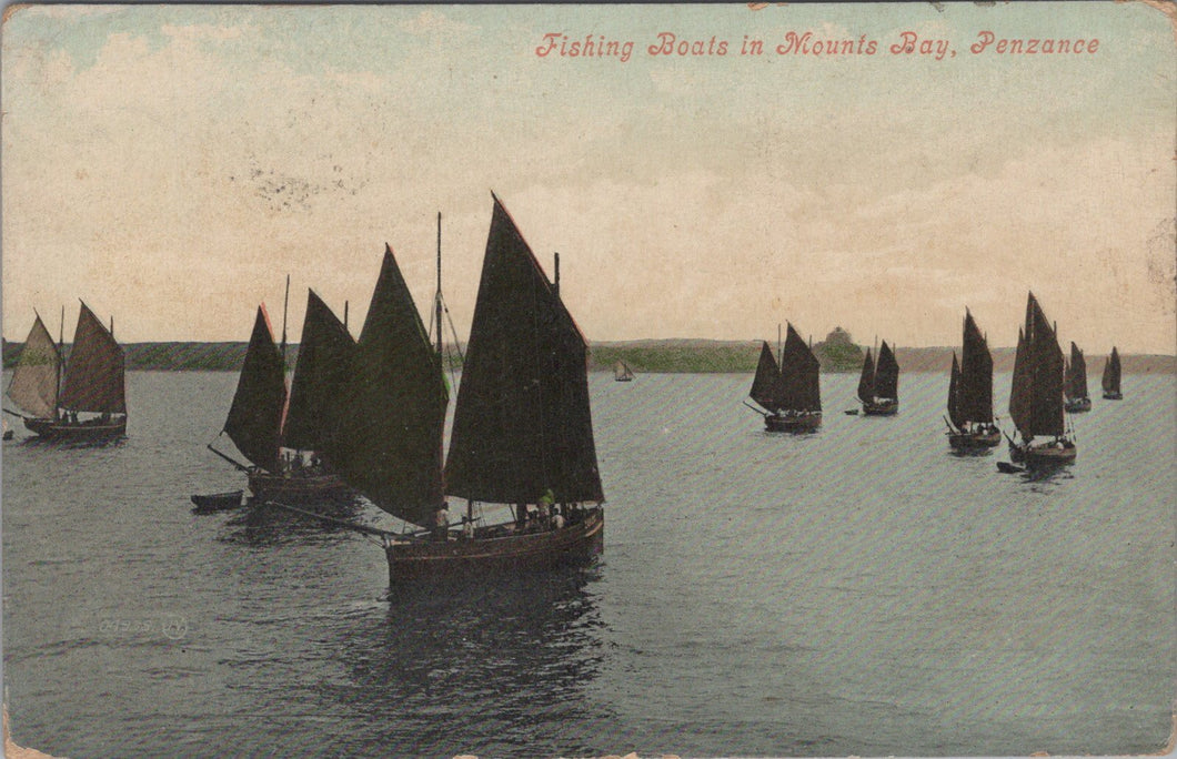 Cornwall Postcard - Penzance Fishing Boats in Mounts Bay SW10789