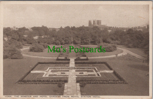 Yorkshire Postcard - York, The Minster and Hotel Gardens From Royal Station Hotel SW10495