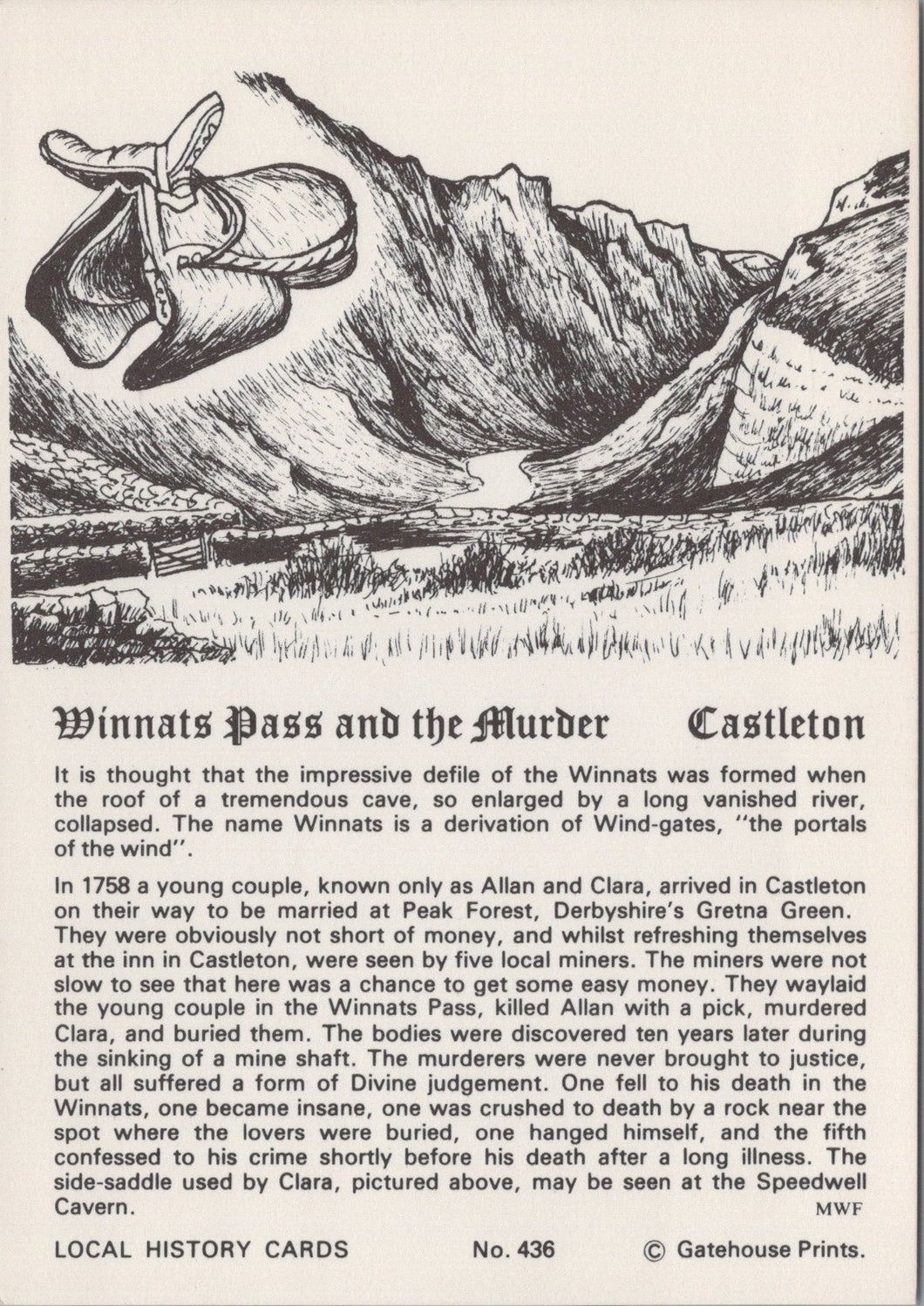 Derbyshire Postcard - Castleton, Winnats Pass and The Murder SW10267