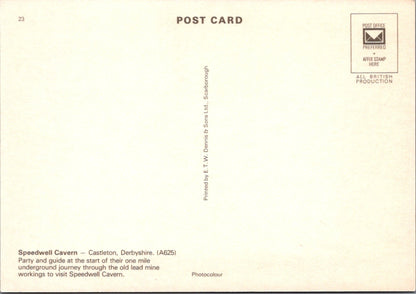 Derbyshire Postcard - Castleton, Speedwell Cavern SW10268
