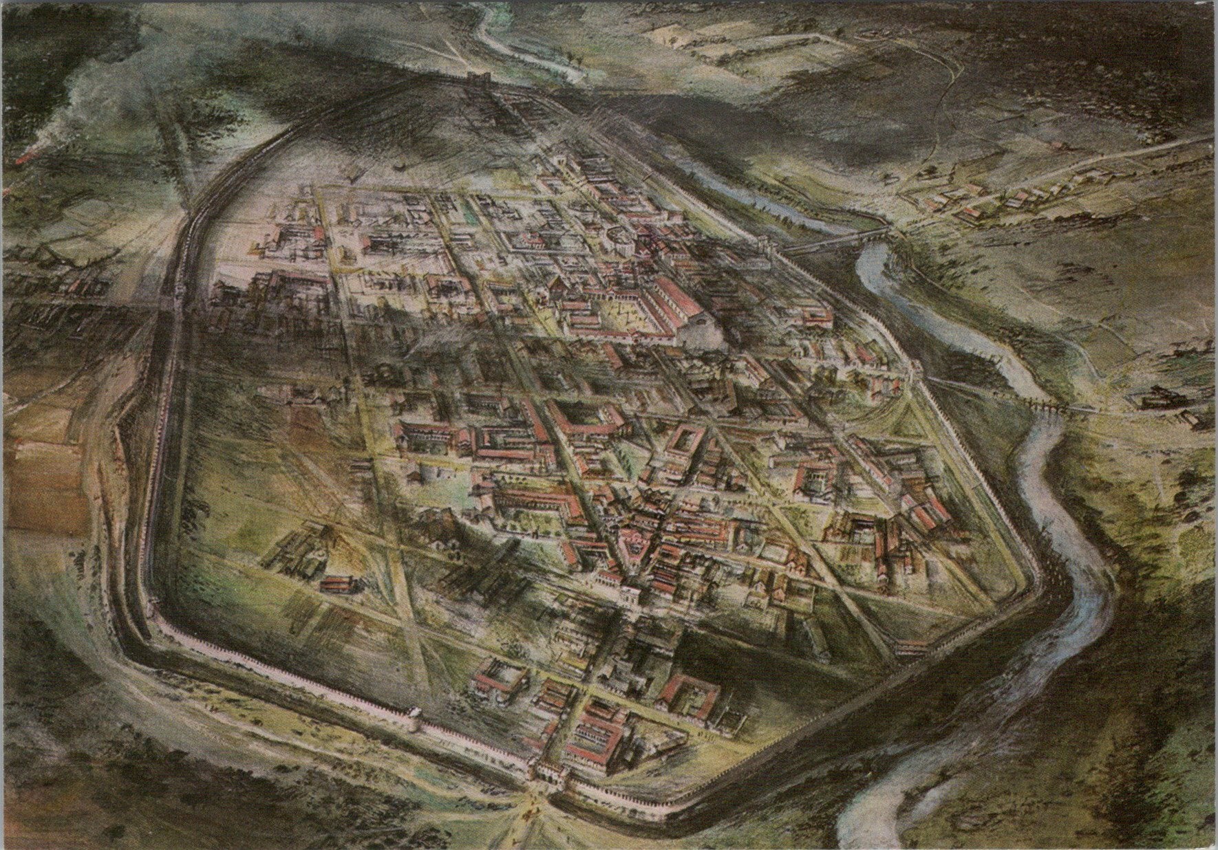 Roman Postcard - Verulamium, Roman Town, Artist Alan Sorrell  SW10276
