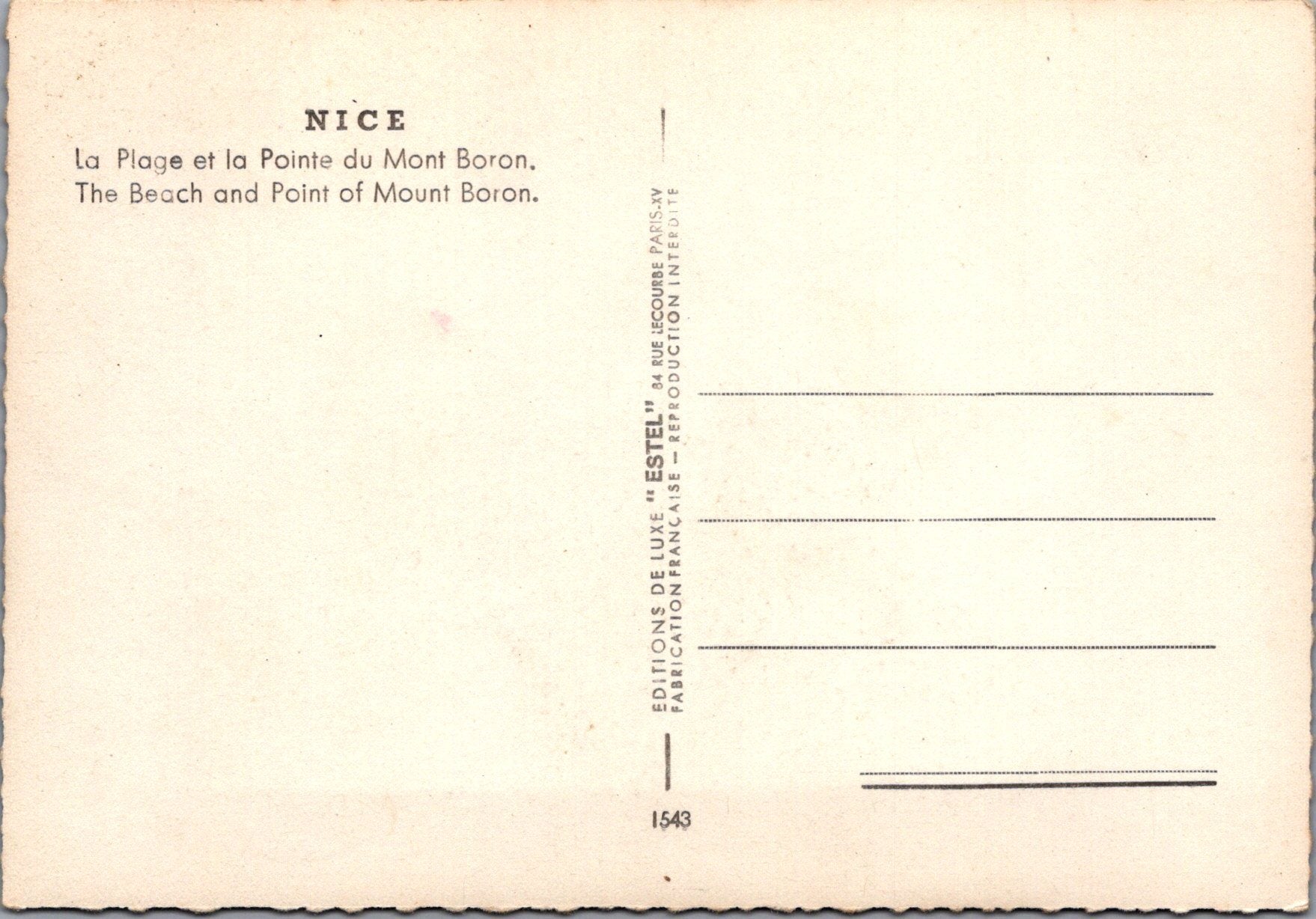 France Postcard - Nice, The Beach and Point of Mount Boron SW10315