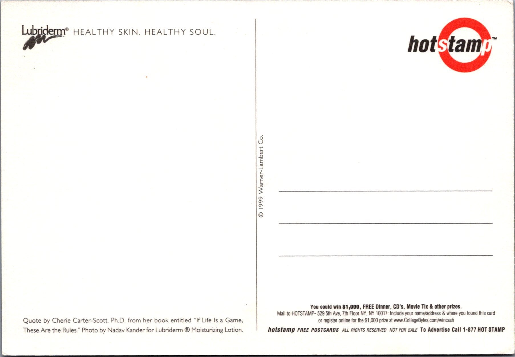 Advertising Postcard - Lubriderm, Healthy Skin, Healthy Soul SW10323