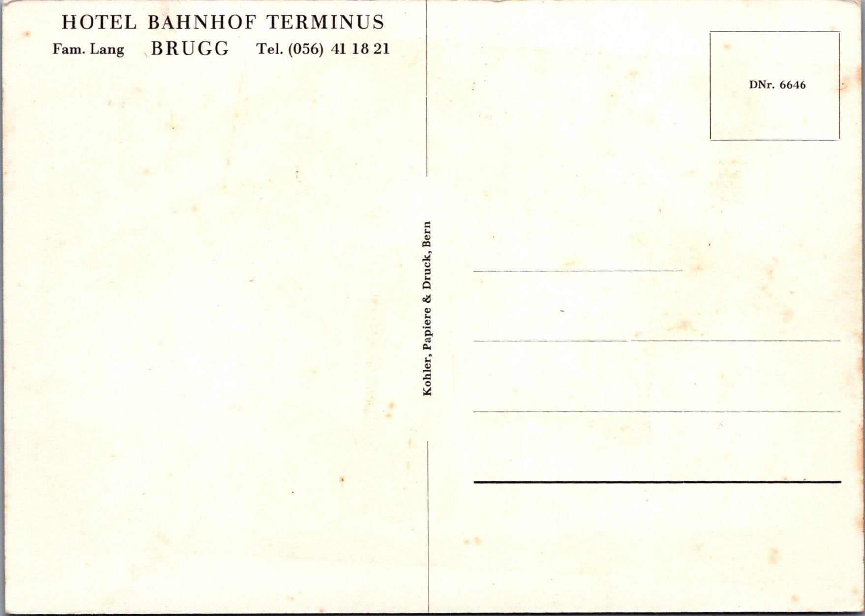 Switzerland Postcard - Hotel Bahnhof Terminus, Brugg  SW10357