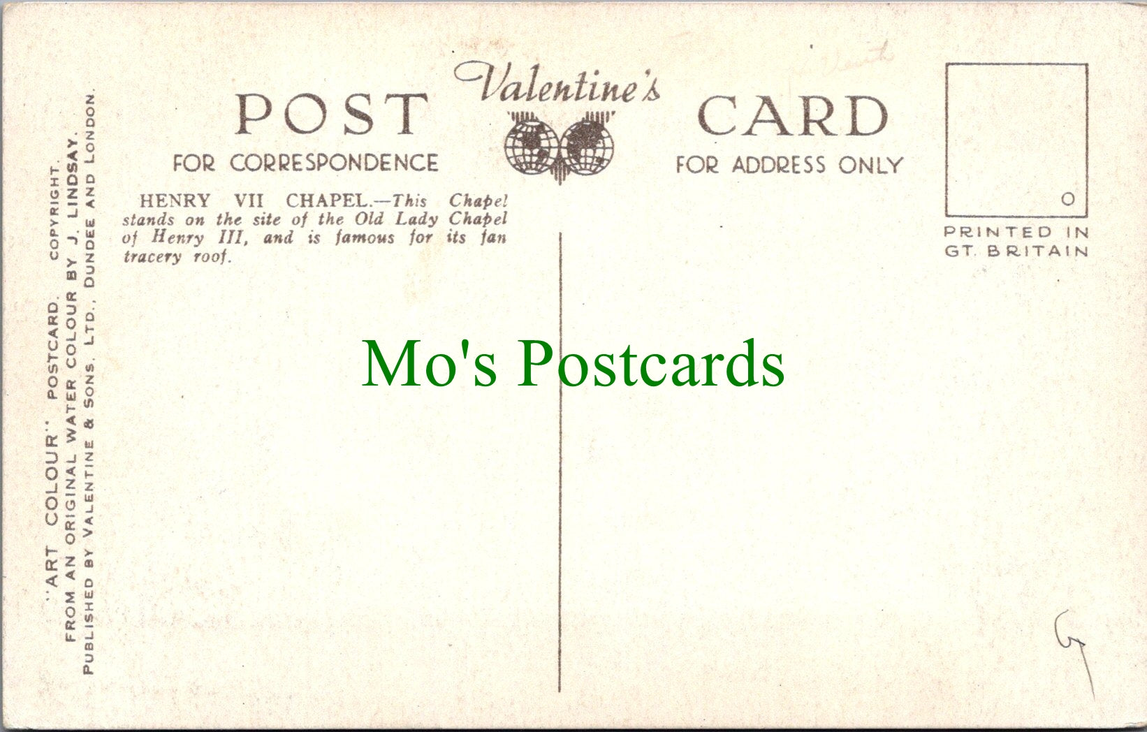 London Postcard - Westminster Abbey, Henry VII Chapel SW10887