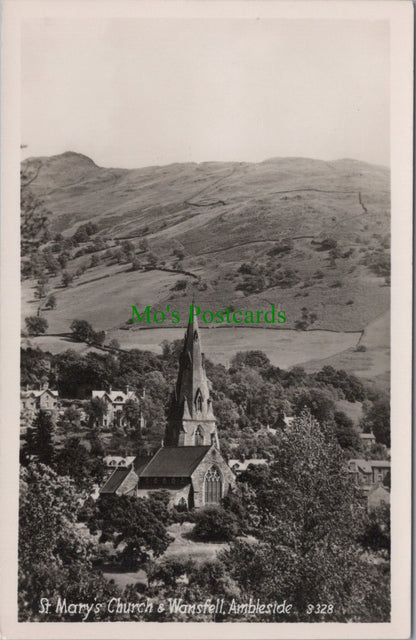 Cumbria Postcard - Ambleside, St Mary's Church & Wansfell  SW10889