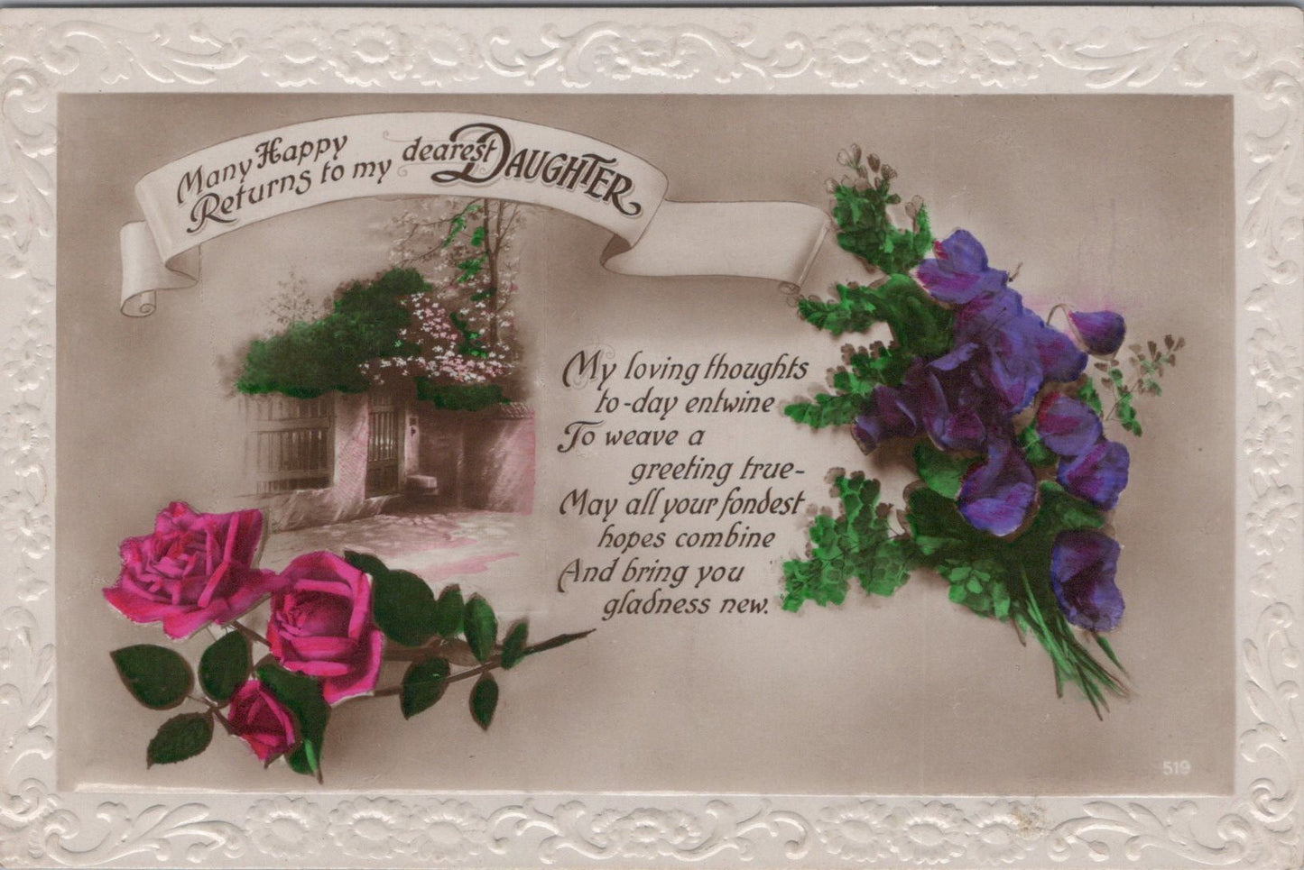 Birthday Greetings Postcard - My Happy Returns To My Dear Daughter SW10613