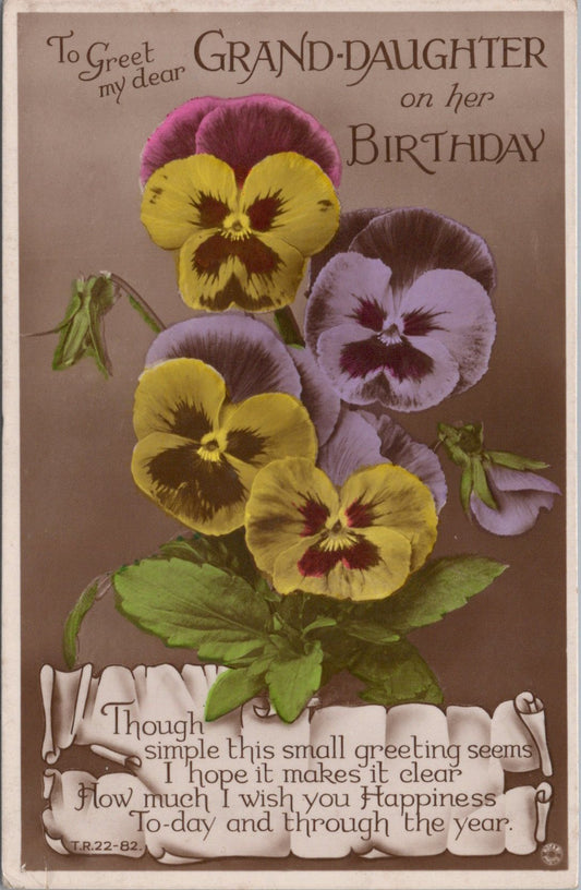 Greetings Postcard - To Greet My Dear Grand-Daughter on Her Birthday SW10614