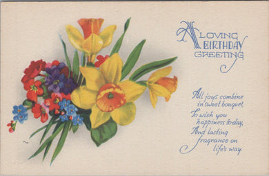 Greetings Postcard - A Loving Birthday Greeting - Flowers  SW10617