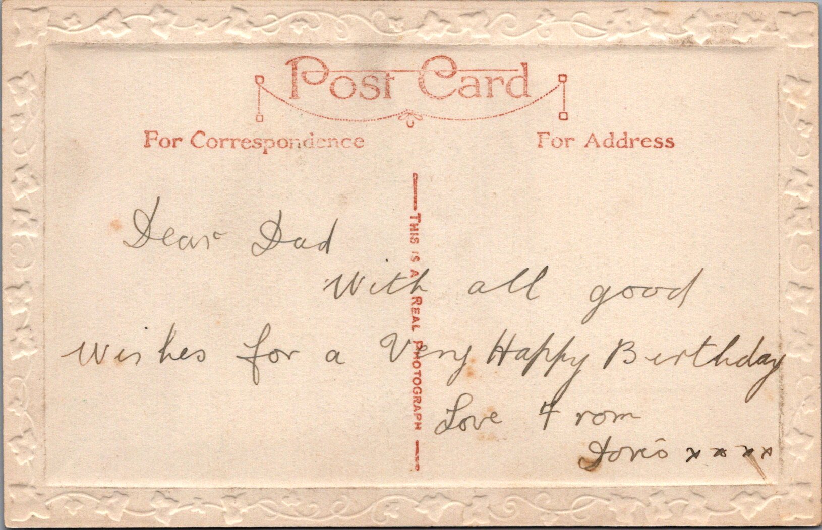 Birthday Greetings Postcard - Loving Wishes To Dear Father  SW10642