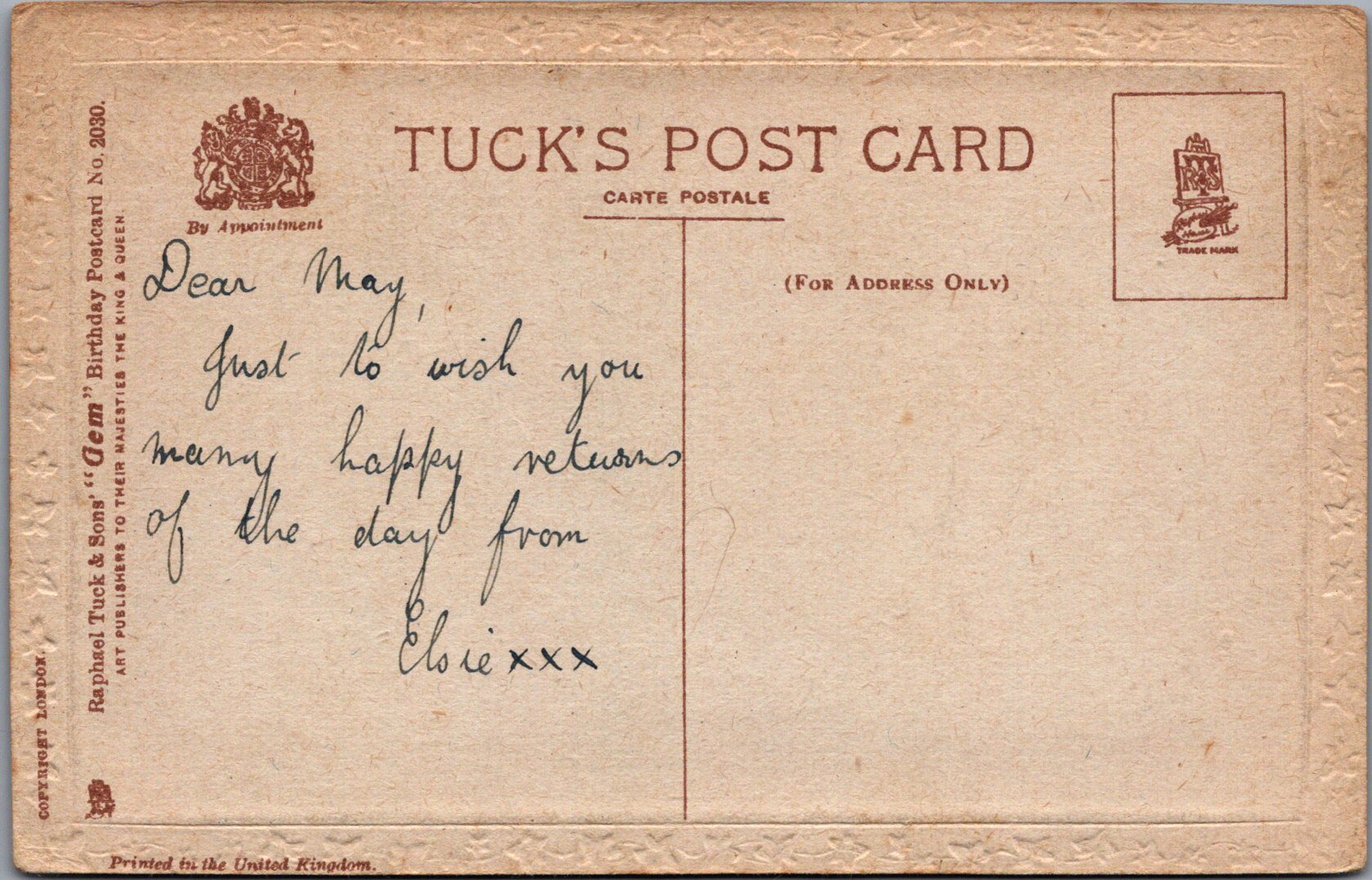 Greetings Postcard - A Happy Birthday, Basket of Flowers SW10643