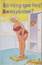 Load image into Gallery viewer, Comic Postcard - Risque, Rude, Bathroom, Weighing Scales SW10657
