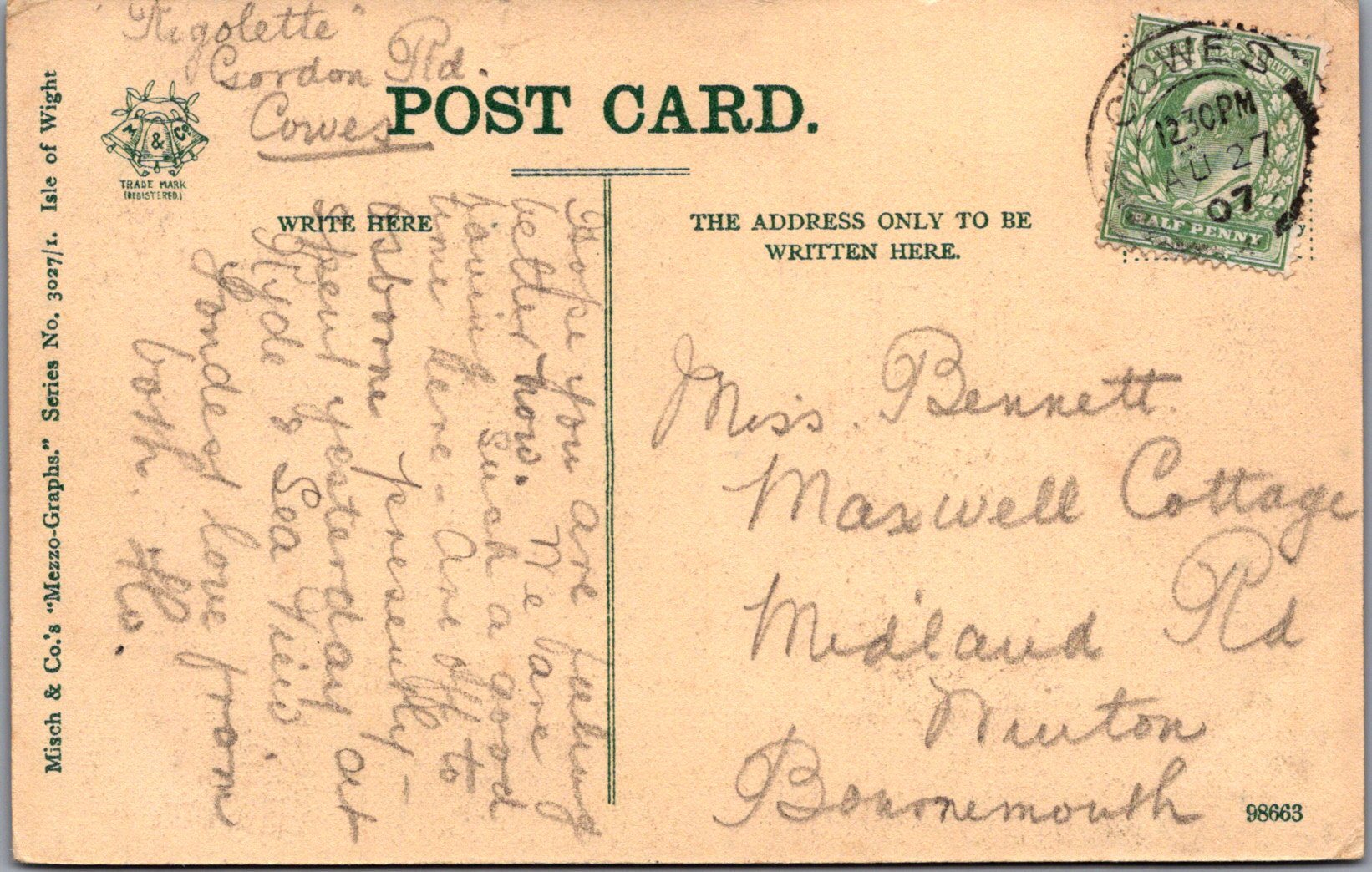 Isle of Wight Postcard - Freshwater, Tennyson's House SW10658