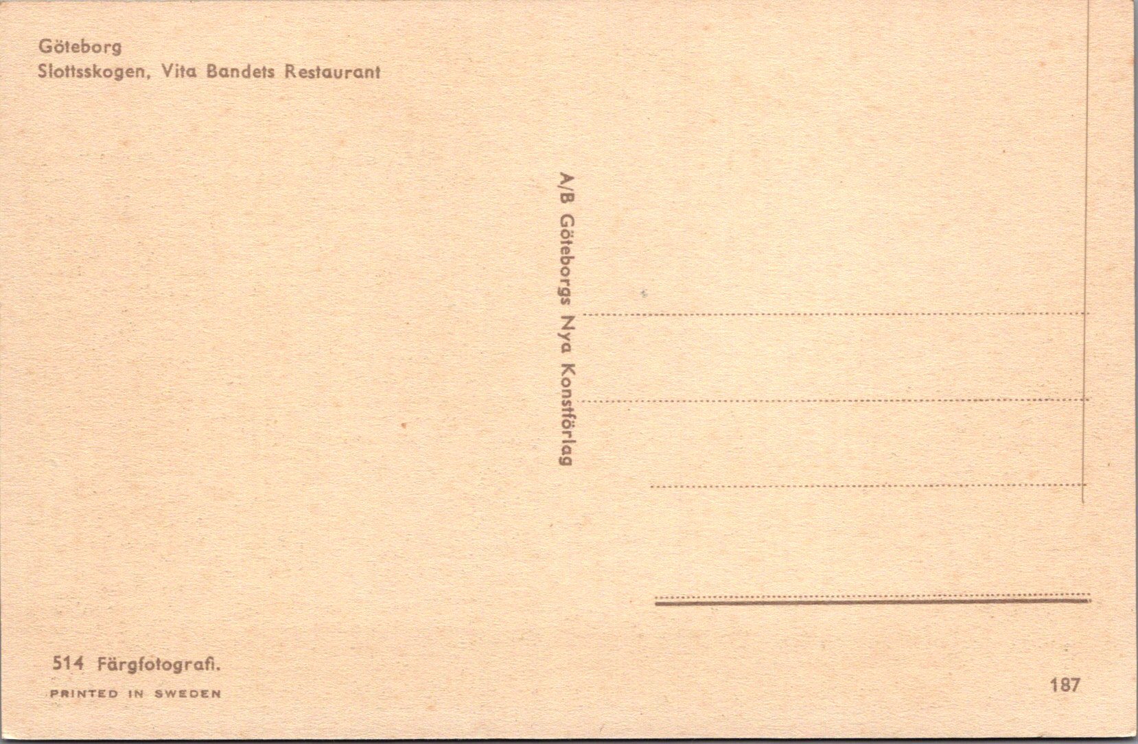 Sweden Postcard - Gothenburg, Slottsskogen SW10670
