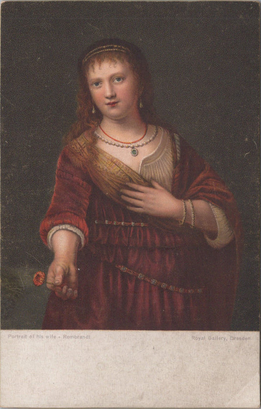 Art Postcard - Portrait of His Wife, Rembrandt, Royal Gallery, Dresden SW10711
