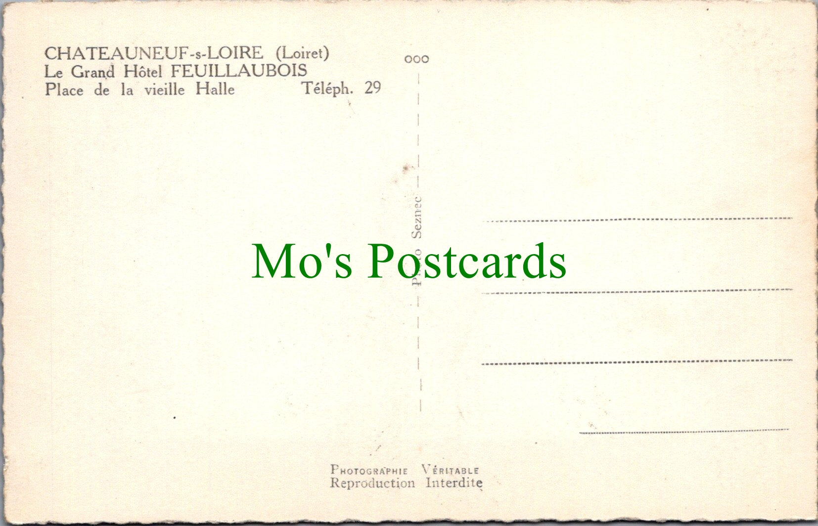 France Postcard - Chateauneuf-s-Loire, - Le Grand Hotel Feuillaubois SW10444