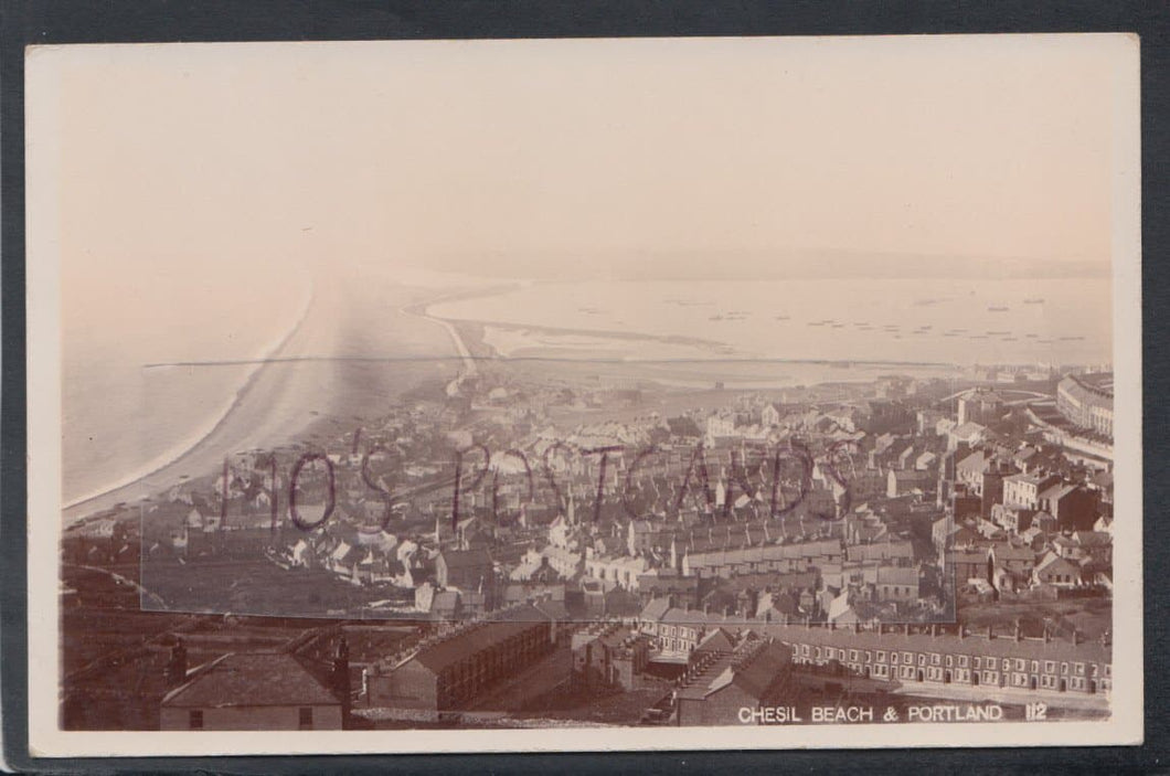 Dorset Postcard - Aerial View of Chesil Beach & Portland - Mo’s Postcards 