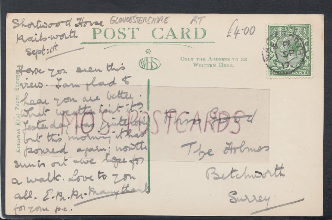Gloucestershire Postcard - Nailsworth From Rockness Hill, 1917 - Mo’s Postcards 