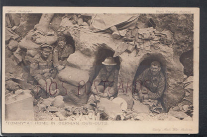 Military Postcard - "Tommy" at Home in German Dug-Outs - Mo’s Postcards 