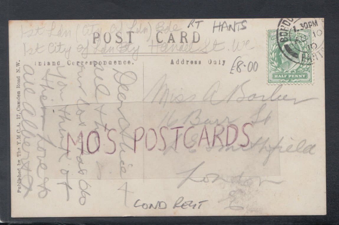 Military Postcard - Bordon Camp, Hampshire 1910 - 1st  C of L.Battalion, D.Sub Section - Mo’s Postcards 