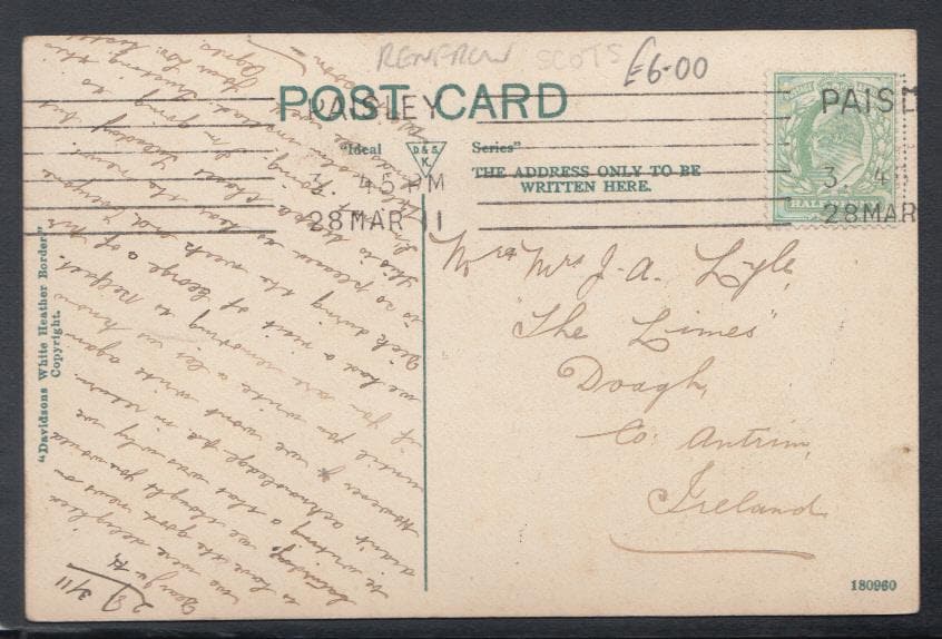 Scotland Postcard - Coats Mills, Paisley, 1911 - Mo’s Postcards 