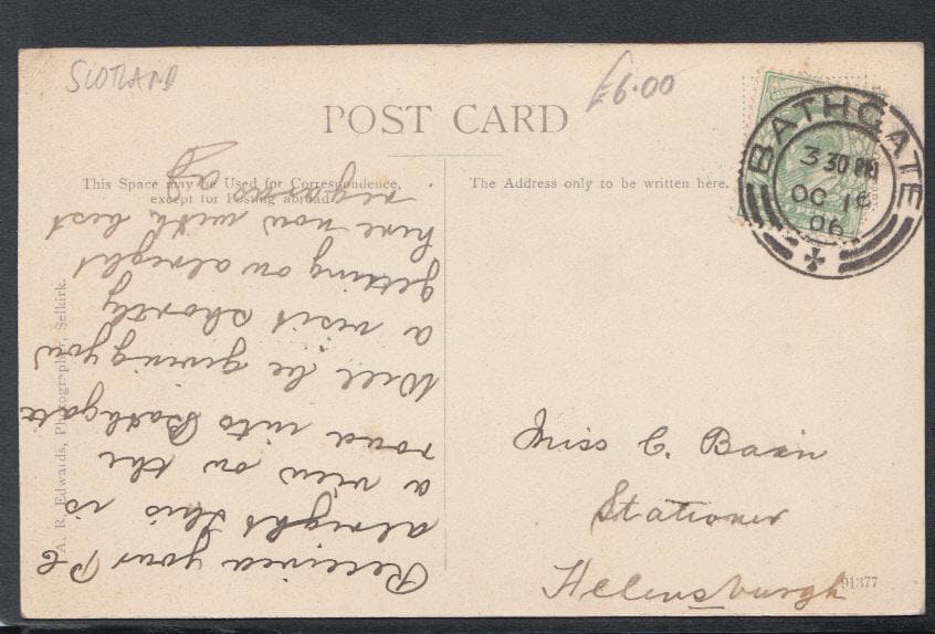 Scotland Postcard - Gateshields, Bathgate,1906 - Mo’s Postcards 