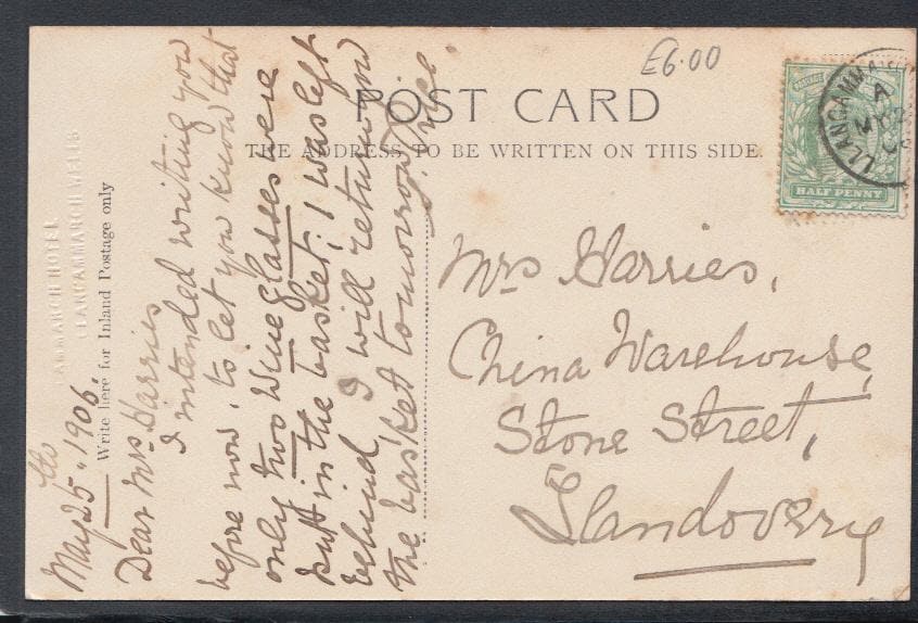 Wales Postcard - Cammarch Hotel, Llangammarch Wells, 1906 - Mo’s Postcards 