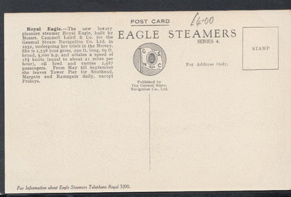 Shipping Postcard - The "Royal Eagle" Pleasure Steamer - Mo’s Postcards 