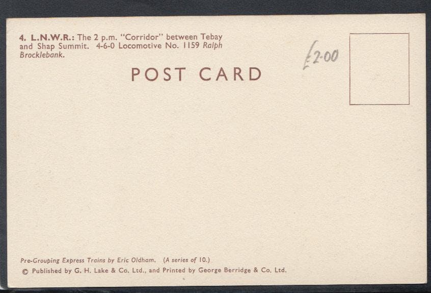 Railway Postcard - Trains - L.N.W.R 4-6-0 Locomotive No .1159 Ralph Brocklebank - Mo’s Postcards 