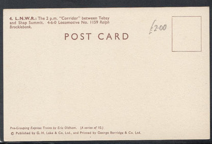 Railway Postcard - Trains - L.N.W.R 4-6-0 Locomotive No .1159 Ralph Brocklebank - Mo’s Postcards 